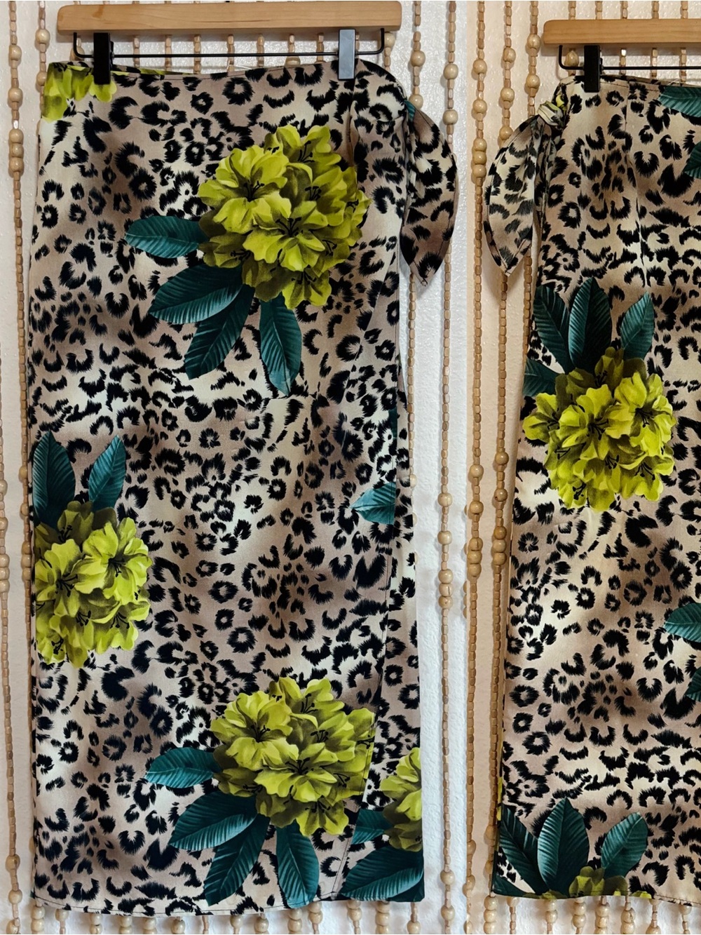 Vintage Patricia Jones Leopard Animal Floral Hawaiian Print Maxi Skirt